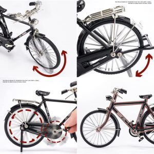 2025 New 51 Pcs DIY Retro Bicycle Model Ornament For Kids, Creative 1:10 Simulation Mini Bicycle Model Scale Kit With Inflator and Briefcase, Finger Bike Models Toys For Desktop Decoration Ornament