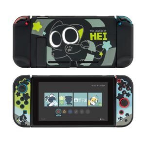 geekshare protective case slim cover case compatible with nintendo switch and joy-con - shock-absorption and anti-scratch - the hei series