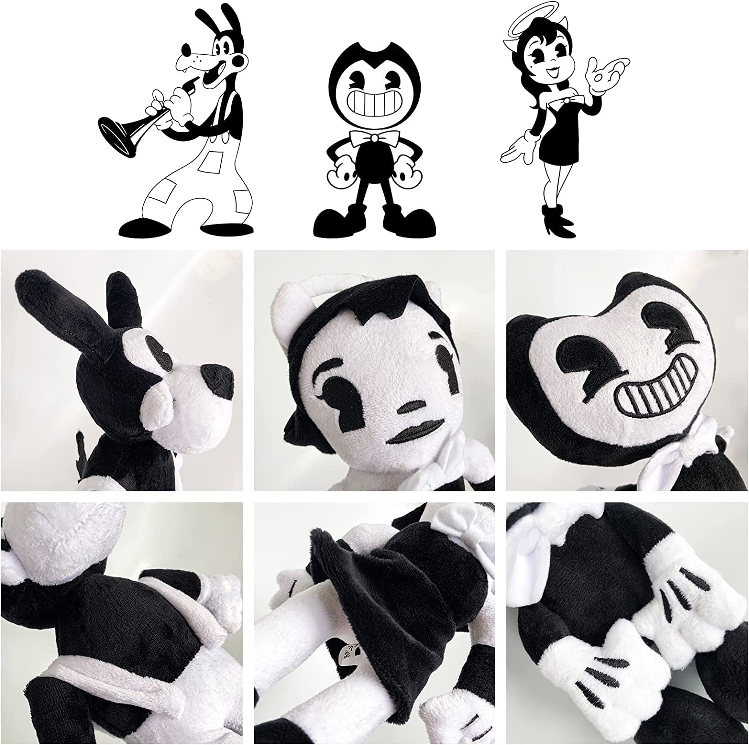 Msfdcdr Bendy Plush Toys Doll Cute Game Horror Bendy Plush Soft Stuffed Animals Toys for Kids Children with 11.8"