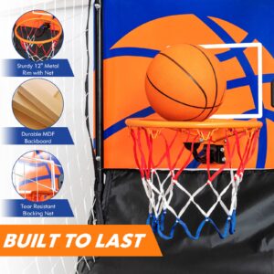 Goplus Foldable Indoor Basketball Arcade Game, Electronic Basketball Single Shootout Games Machine with 3 Balls, LED Scoreboard and Inflation Pump for Kids Youth Teens Adults