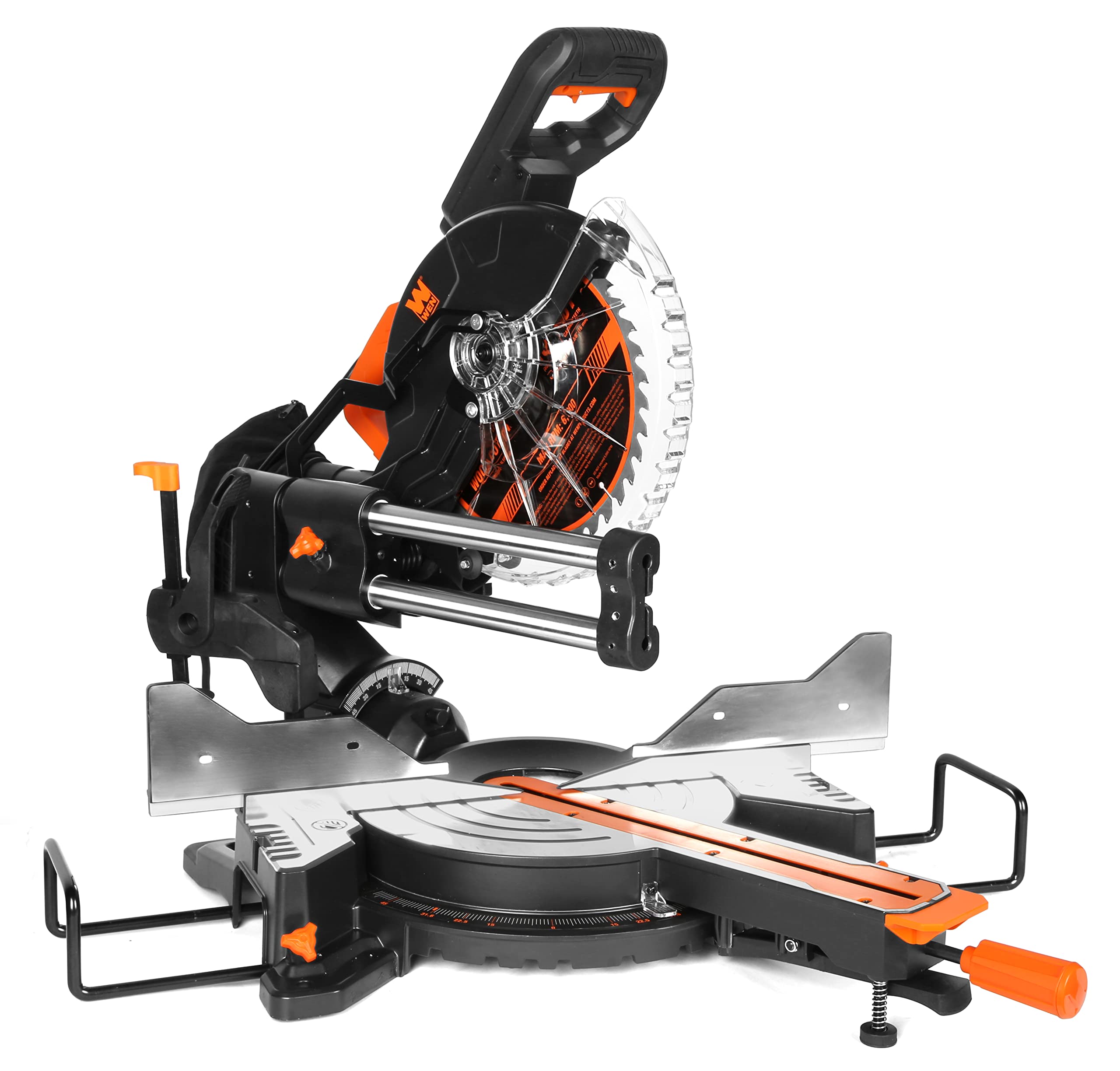 WEN MM1015 15-Amp 10-Inch Dual Bevel Sliding Compound Miter Saw with LED Cutline Multi-color