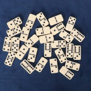 GUSTARIA Dominoes Set for Adults, Dominos Set with 28 Ivory Tiles, Double Six Dominos Game Set for Classic Board Game, with White Canvas Bag (2 to 4 Players)