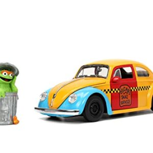 Sesame Street 1:24 1959 Volkswagen Beetle Die-cast Car & 2.75" Oscar The Grouch Figure, Toys for Kids and Adults