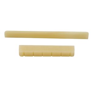 Miwayer Classical Guitar Bridge Unbleached Bone 6 Strings Saddle and Nut Made of Real Natural Bone (Classical Bridges 1 pair)