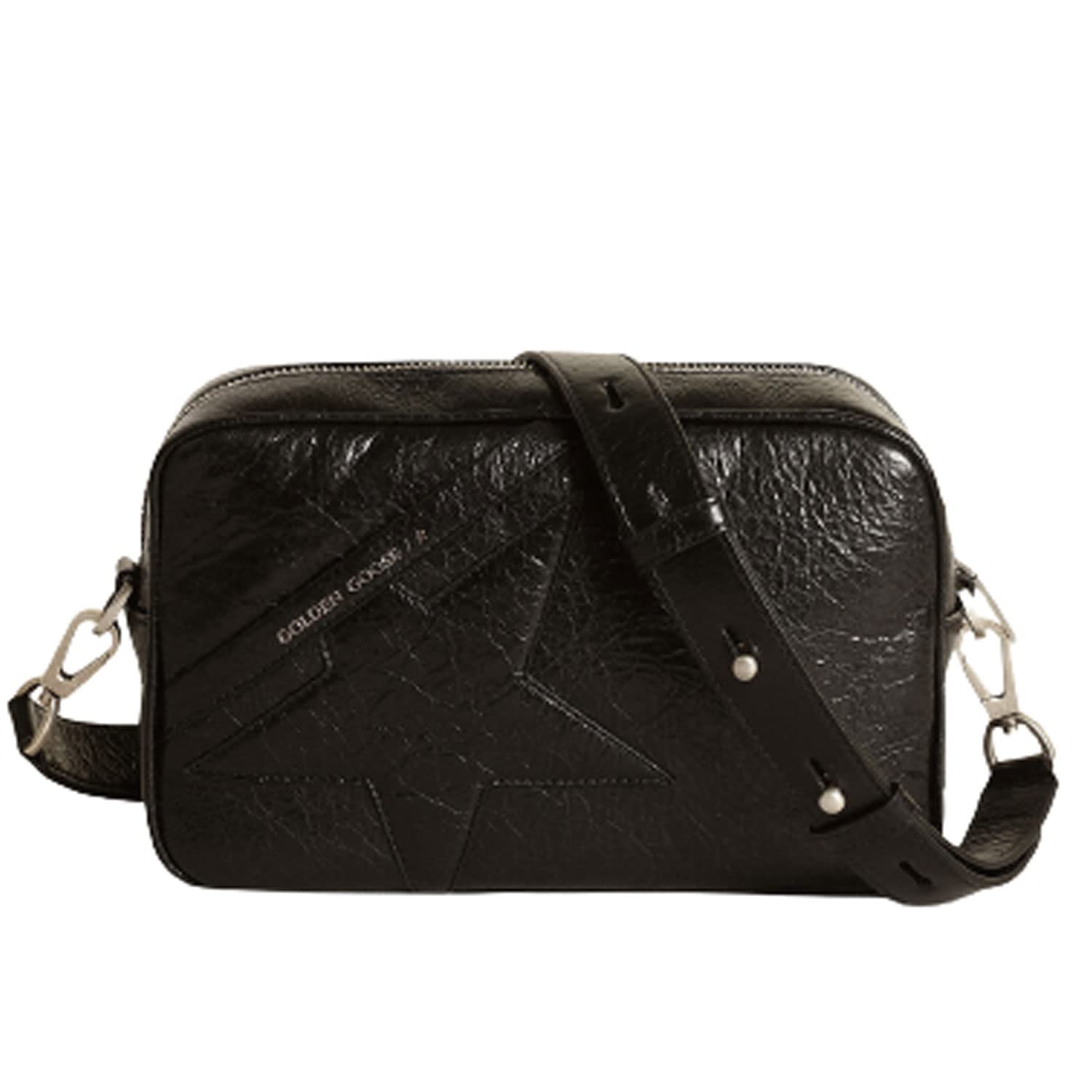 Golden Goose Star Bag Wrinkled Lamb Leather Body And Star Womens Bag - Black