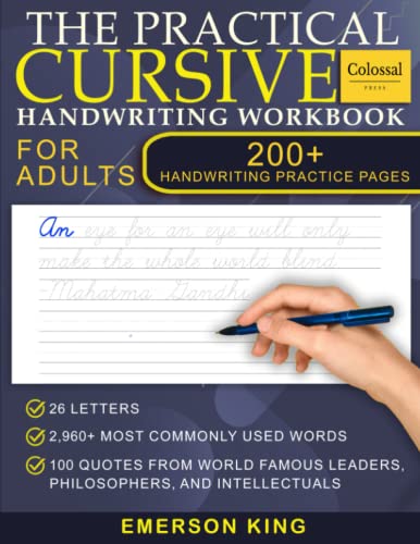 Cursive Handwriting Workbook for Adults - 200+ Pages of Handwriting Practice for Adults: Cursive workbook - hand writing practice books for adults. ... for adults. Improve handwriting for adult