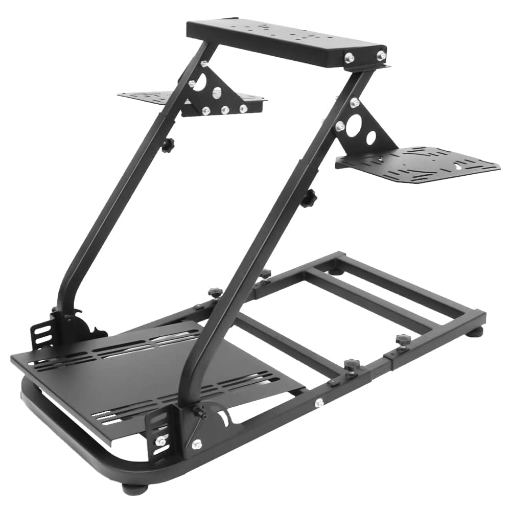 Supllueer Foldable Flight Sim Stand with Multiple Shift Panels fit for Logitech X52 X56 G27 G29, Thrustmaster Hotas Warthog, Flight Simulator Cockpit without Wheel Pedal Shifter Seat