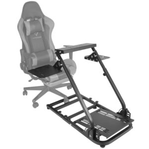 Supllueer Foldable Flight Sim Stand with Multiple Shift Panels fit for Logitech X52 X56 G27 G29, Thrustmaster Hotas Warthog, Flight Simulator Cockpit without Wheel Pedal Shifter Seat