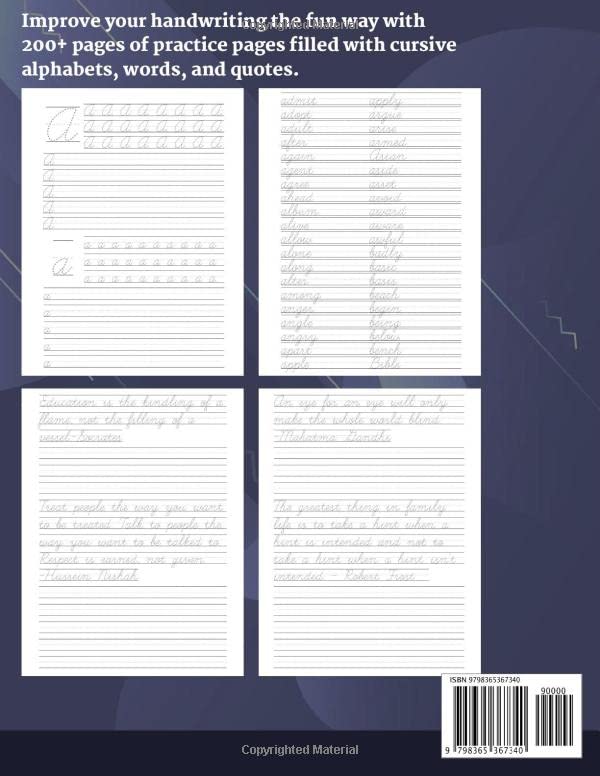 Cursive Handwriting Workbook for Adults - 200+ Pages of Handwriting Practice for Adults: Cursive workbook - hand writing practice books for adults. ... for adults. Improve handwriting for adult