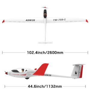 QIYHBVR RC Airplane- 2.6m Wingspan Rc Plane-2.4Ghz 6CH-PNP RC Airplane, Easy, Great Gift Toy with Power Brushless Motor, NO Remote NO Battery for Adults Or Advanced Kids