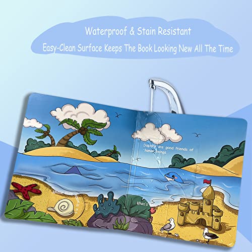 Wallxin Peek-a-Flap - Lift The Flap Interactive Board Book Early Learning Education Gift for Babies Toddlers Kids Boys Girls Litter Dinosaur & Ocean Lovers - 2 Pack