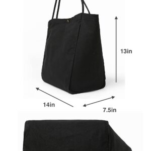 Jeelow Canvas Tote Handbag Shoulder Bag Purse Lightweight Yoga Shopping Travel For Men Women (Black Oversize)