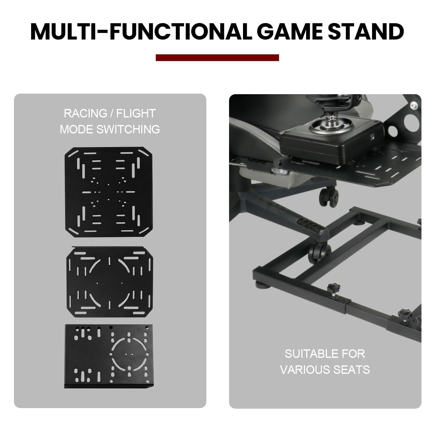 Supllueer Foldable Flight Sim Stand with Multiple Shift Panels fit for Logitech X52 X56 G27 G29, Thrustmaster Hotas Warthog, Flight Simulator Cockpit without Wheel Pedal Shifter Seat