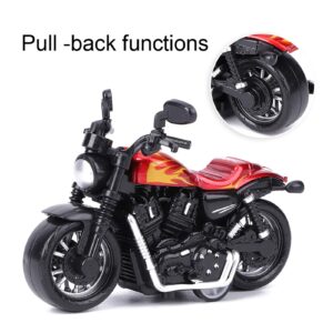 Motorcycle Model, Alloy Small Motorbike Car Model Pull Back Miniature Powered Model Collection Cake Toppers Ornaments Birthday Gift Party Favors Supplies Adults Motorcycle Fan(red)