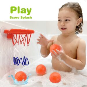 MARPPY Bath Toys, Bathtub Basketball Hoop for Kids, Toddlers, Boys, and Girls, 3 Balls No Holes, Mold Free Bath Toys and Strong Suction Cup, Fun Bathtub Toys & Shower Bath Toys for Toddlers and Kids