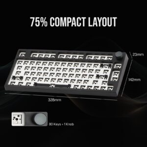 EPOMAKER TH80 Pro Wireless Barebones Keyboard Kit, 75% Hot Swap Mechanical Keyboard Kit, Bluetooth 5.0/2.4GHz/Wired RGB Gaming Keyboard, South-Facing LEDs for Win/Mac/PS5/PS4/Xbox (Black)