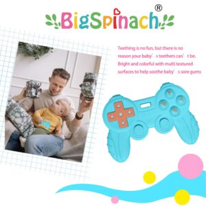 BIGSPINACH Baby Game Controller Teether Toy Silicone Teething Toy for Gamer Parents and Future Gamer Kids Cool Gaming Stuff (Blue+Black)