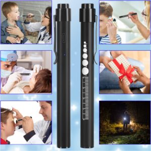 CAVN Rechargeable Pen Light with Pupil Gauge LED Penlights for Nurses Doctors, Warm/White Light, USB Rechargeable Medical Penlight Gifts for Nurses Nursing Student (Black)