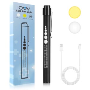 cavn rechargeable pen light with pupil gauge led penlights for nurses doctors, warm/white light, usb rechargeable medical penlight gifts for nurses nursing student (black)