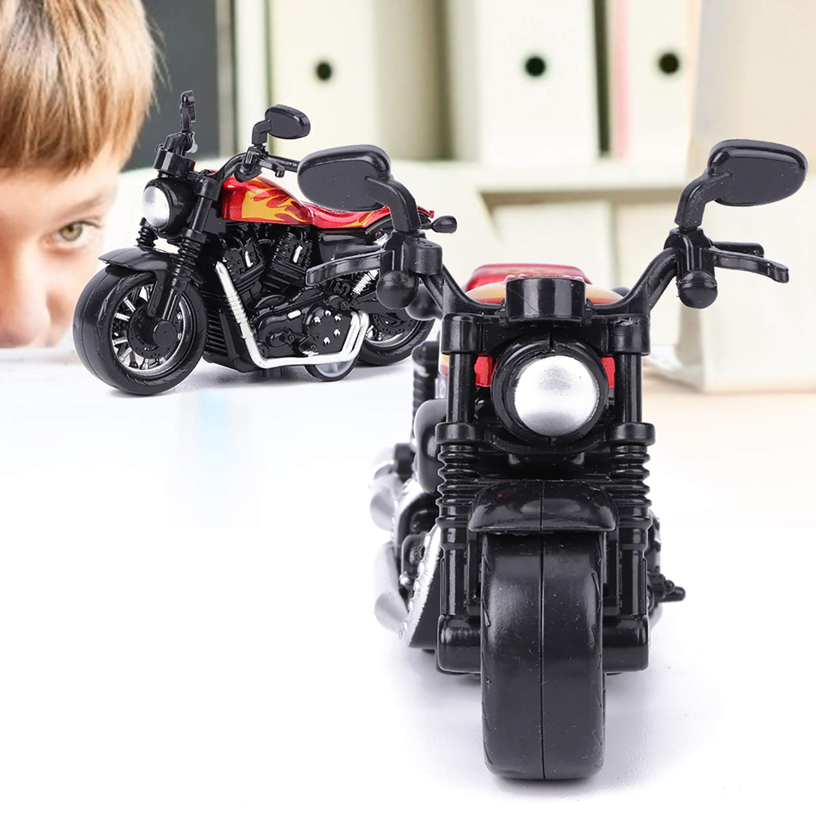 Motorcycle Model, Alloy Small Motorbike Car Model Pull Back Miniature Powered Model Collection Cake Toppers Ornaments Birthday Gift Party Favors Supplies Adults Motorcycle Fan(red)