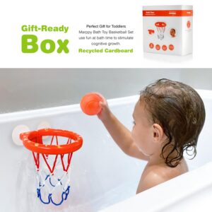 MARPPY Bath Toys, Bathtub Basketball Hoop for Kids, Toddlers, Boys, and Girls, 3 Balls No Holes, Mold Free Bath Toys and Strong Suction Cup, Fun Bathtub Toys & Shower Bath Toys for Toddlers and Kids