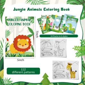 Honoson 24 Pcs Kids Coloring Books Animals Truck Coloring Books Bulk Jungle Animals Party Favors Mini DIY Art Drawing Book for Birthday Gifts Classroom Jungle Party Supplies (Cartoon Style)