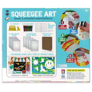 Bright Stripes iHeartArt Squeegee Art Kids Paint Kit, Childrens Painting Crafts Creativity Set, Including Paints, Squeegees, Paper, Stickers, Punch Outs and Work Surface, Great Creative Gifts