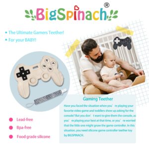 BIGSPINACH Baby Game Controller Teether Toy Silicone Teething Toy for Gamer Parents and Future Gamer Kids Cool Gaming Stuff (Blue+Black)