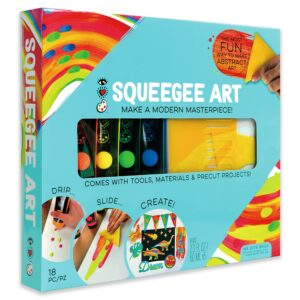 Bright Stripes iHeartArt Squeegee Art Kids Paint Kit, Childrens Painting Crafts Creativity Set, Including Paints, Squeegees, Paper, Stickers, Punch Outs and Work Surface, Great Creative Gifts