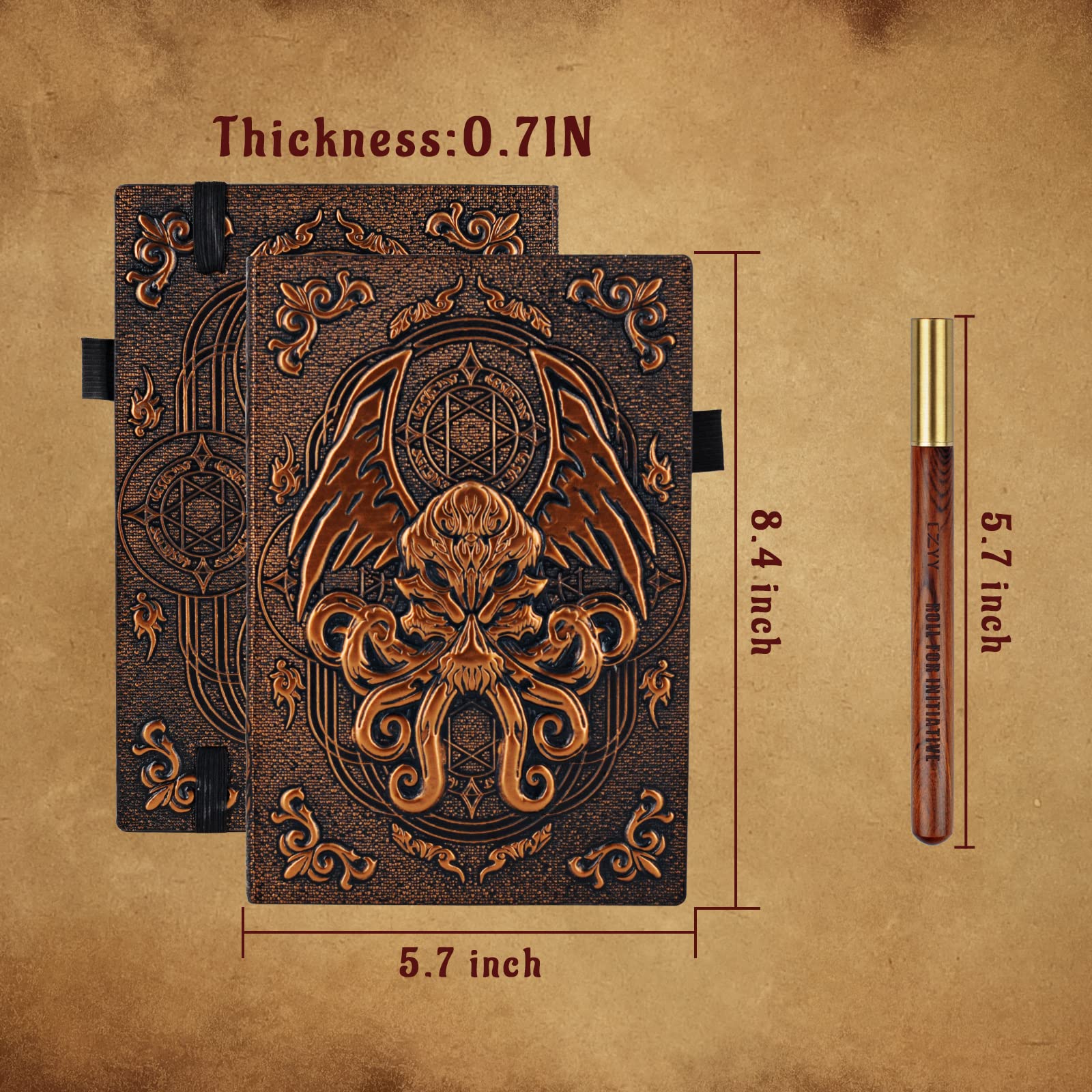 DND Journal Embossed with Cthulhu + Cthulhu Dice Tower for D&D, RPG, Call of Cthulhu, Dungeons and Dragons, Pathfinder