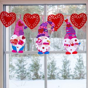 Winlyn 36 Sets Valentine's Day Gnome Ornaments Decorations DIY Valentine Gnome Craft Kits Assorted Gnome Shaped with Heart Valentine Stickers for Kids Valentine Classroom Activities Gift Exchange