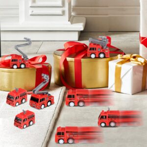 48 Pcs Mini Pullback Fire Truck Toy Small Pull Back Firetruck Plastic Fire Engine Toy Trucks Firefighter Birthday Party Supplies, Fireman Favors Goodie Bag Fillers, 4 Styles