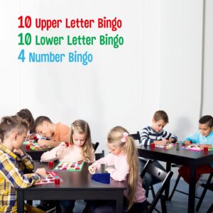 SpriteGru Alphabet Bingo Game, Uppercase/Lowercase/Number Bingo Game ABC and 123 Bingo Board Game for Kindergarten and Preschool Kids 4-8, Perfect for Classroom & at Home