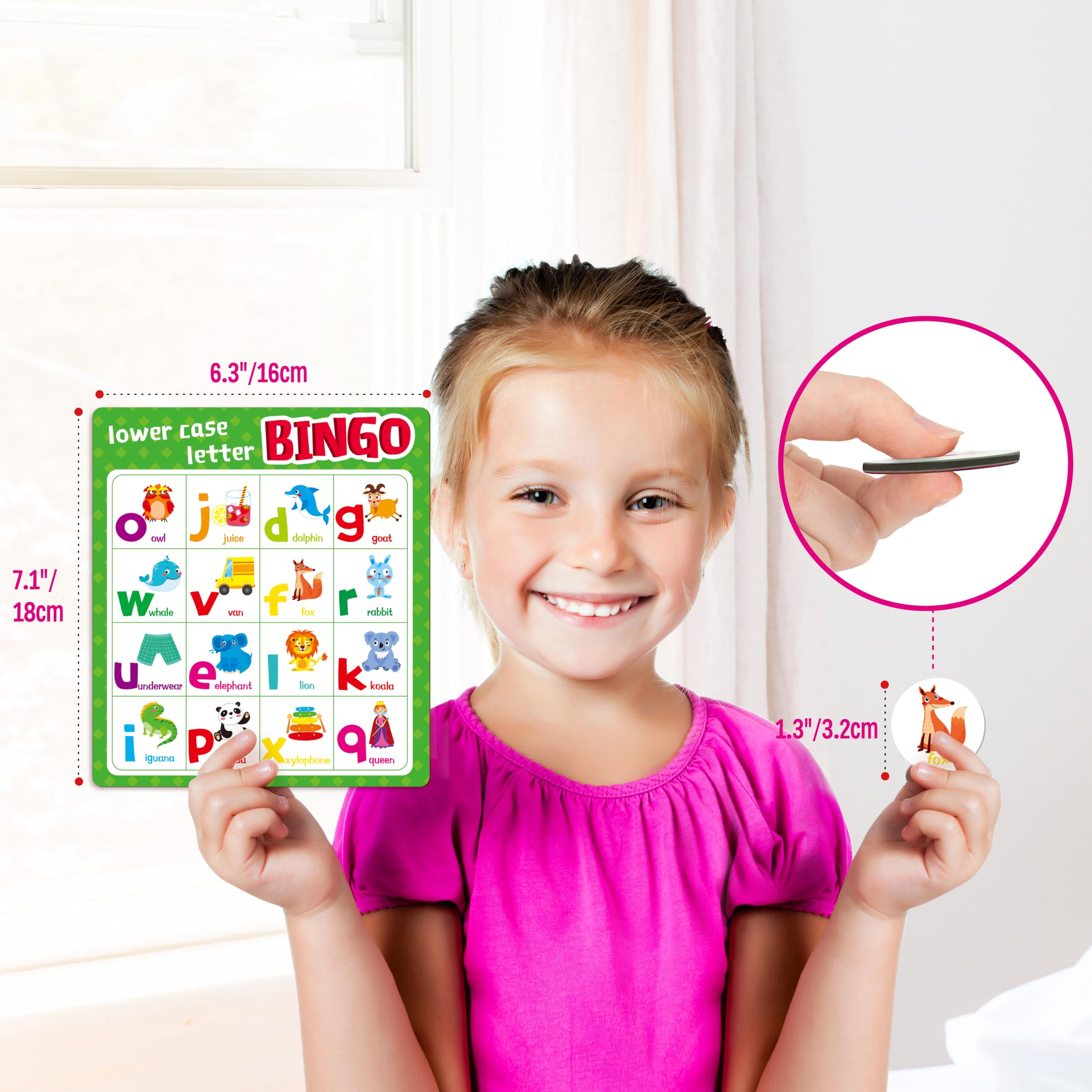 SpriteGru Alphabet Bingo Game, Uppercase/Lowercase/Number Bingo Game ABC and 123 Bingo Board Game for Kindergarten and Preschool Kids 4-8, Perfect for Classroom & at Home