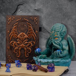 dnd journal embossed with cthulhu + cthulhu dice tower for d&d, rpg, call of cthulhu, dungeons and dragons, pathfinder