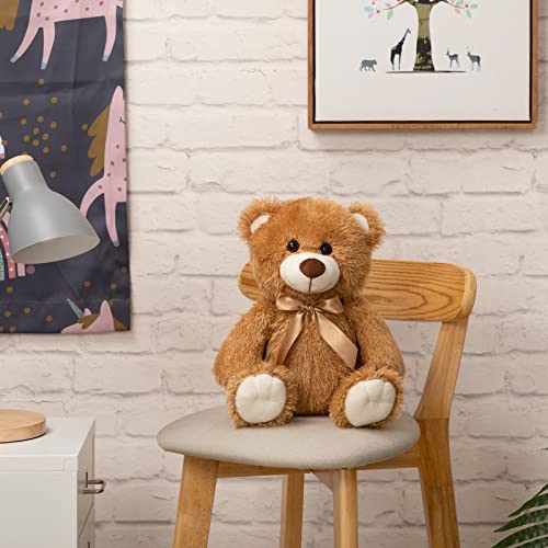 WENMOTDY Super Color Teddy Bear Stuffed Animals Plush Toy for Children Girlfriend Family Congratulations Baby Shower Birthday Tan 14 inch