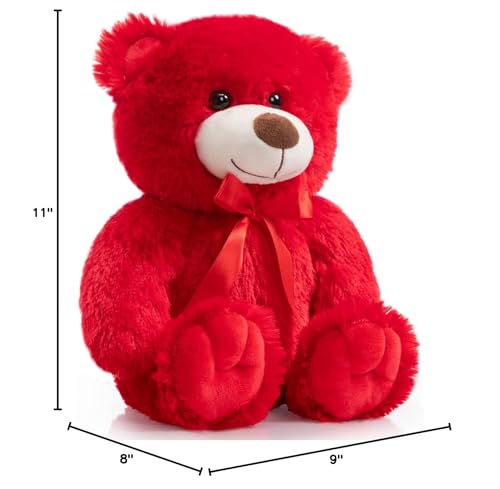 WENMOTDY Super Color Teddy Bear Stuffed Animals Plush Toy for Children Girlfriend Family Congratulations Baby Shower Birthday Red 14 inch