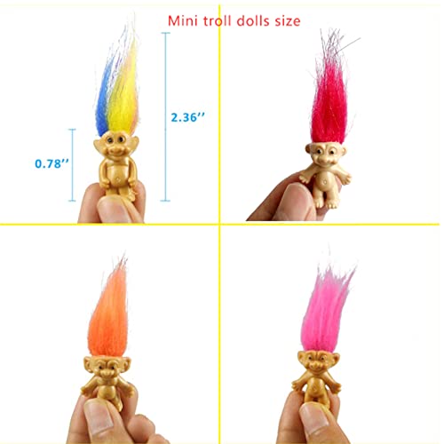 Mini PVC Vintage Trolls Lucky Doll Mini Action Figures Cake Toppers Chromatic Adorable Cute Little Guys Collection, School Project, Arts Crafts, Party Favors (30pack-B)