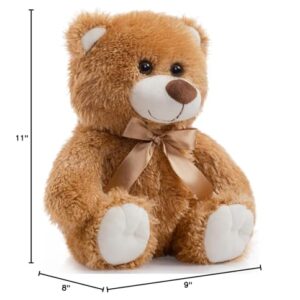 WENMOTDY Super Color Teddy Bear Stuffed Animals Plush Toy for Children Girlfriend Family Congratulations Baby Shower Birthday Tan 14 inch