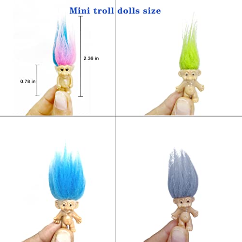 Mini PVC Vintage Trolls Lucky Doll Mini Action Figures Cake Toppers Chromatic Adorable Cute Little Guys Collection, School Project, Arts Crafts, Party Favors (30pack-B)