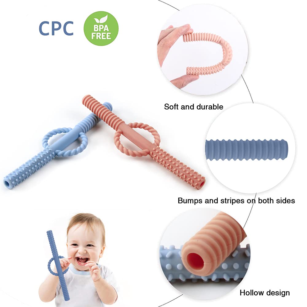 Teething Sticks Toys for Babies Remote Control Shape Teether Toys Set,Teething Toys for Babies 0-6 Months (Beige White02)