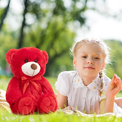 WENMOTDY Super Color Teddy Bear Stuffed Animals Plush Toy for Children Girlfriend Family Congratulations Baby Shower Birthday Red 14 inch