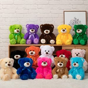 WENMOTDY Super Color Teddy Bear Stuffed Animals Plush Toy for Children Girlfriend Family Congratulations Baby Shower Birthday Tan 14 inch