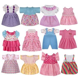 12 sets baby doll clothes for 12 13 14 inch dolls, alive doll clothes colorful princess dress, romper, sweater costume, cute alive doll accessories outfits for christmas birthday gift for little girls