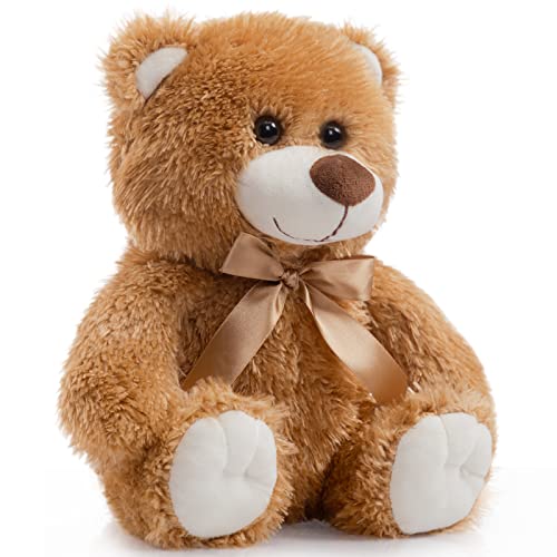 WENMOTDY Super Color Teddy Bear Stuffed Animals Plush Toy for Children Girlfriend Family Congratulations Baby Shower Birthday Tan 14 inch