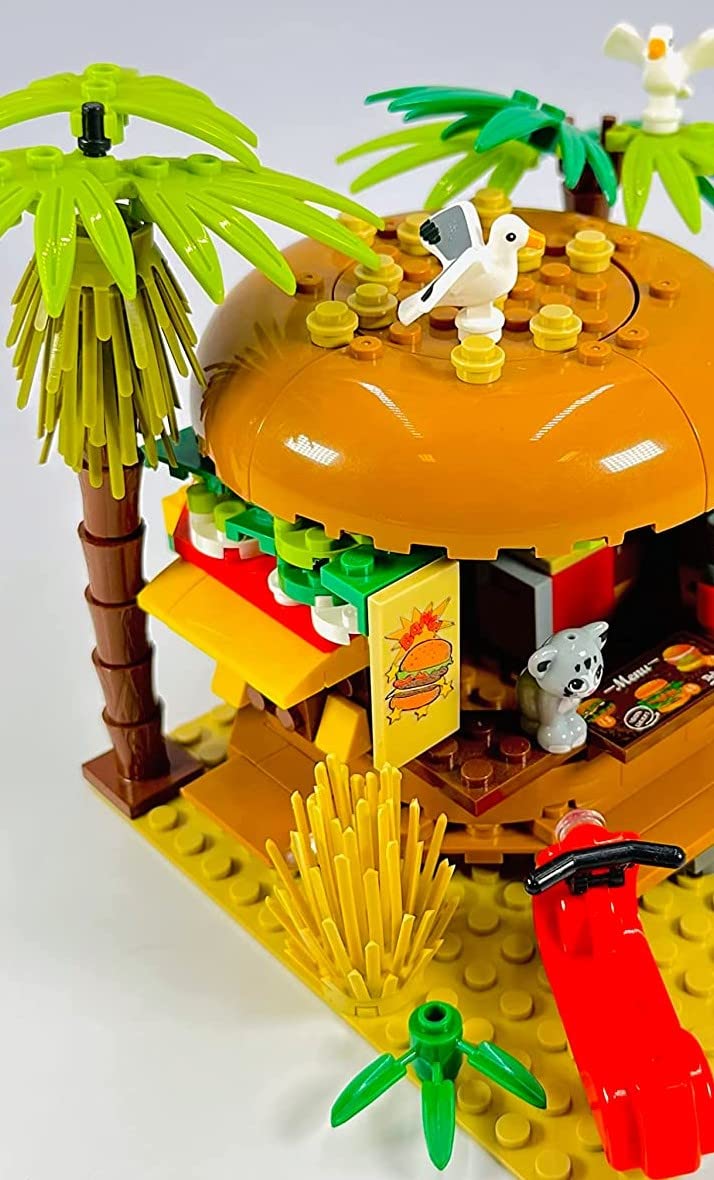 General Jim's Paradise Burger Modular Building Blocks Set | Intricate and Colorful Burger in Paradise Brick Building Experience