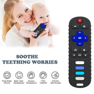 SOLIFEGOBLE 2 Pack Silicone Teethers Toys for Infant Toddlers Remote Control Shape Teething Tablets for Babies Chew Toys, Relief Soothe Babies Gums Se