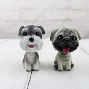 Pwenjofy Resin Bobbing Head Dog Figurines Mini Bobblehead Puppy for Home Office Desk Car Dashboards Decor Ornaments (Pug)