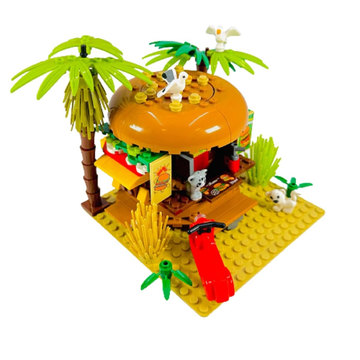 General Jim's Paradise Burger Modular Building Blocks Set | Intricate and Colorful Burger in Paradise Brick Building Experience