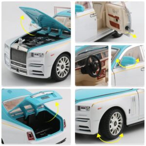 1/24 Diecast Car Model Rolls-Royce Phantom Toy Car, Alloy Collectible Phantom Replica Pull Back Model Car Vehicles with Sound and Light for Kids Boys Girls Birthday Gift